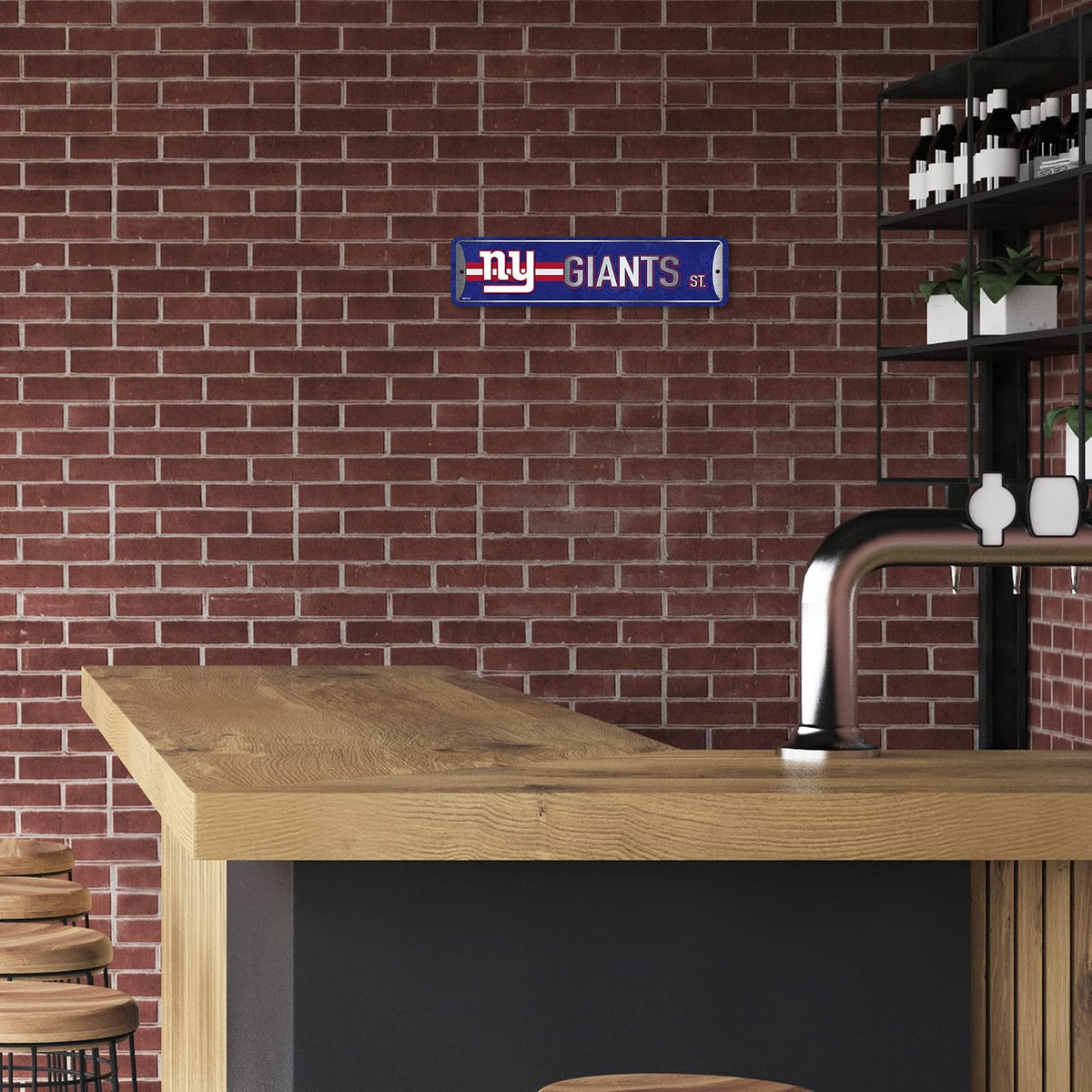 Rico Industries Placa de metal para la calle de la NFL New York Giants Home Decor (10 x 38 cm), ideal para el hogar, oficina, dormitorio y cueva de hombres, fabricada