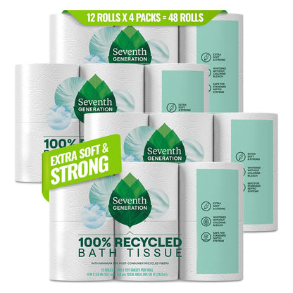 Seventh Generation Toilet Paper, Bath Tissue, 100% Recycled Paper, 48 Rolls (Packaging May Vary)
