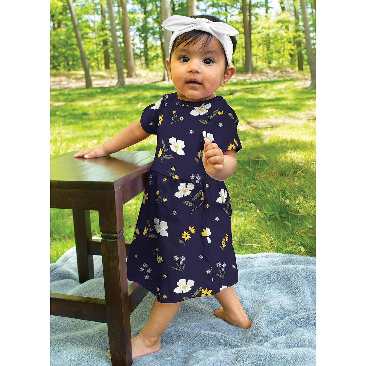 Hudson Baby Vestido de algodón para niña