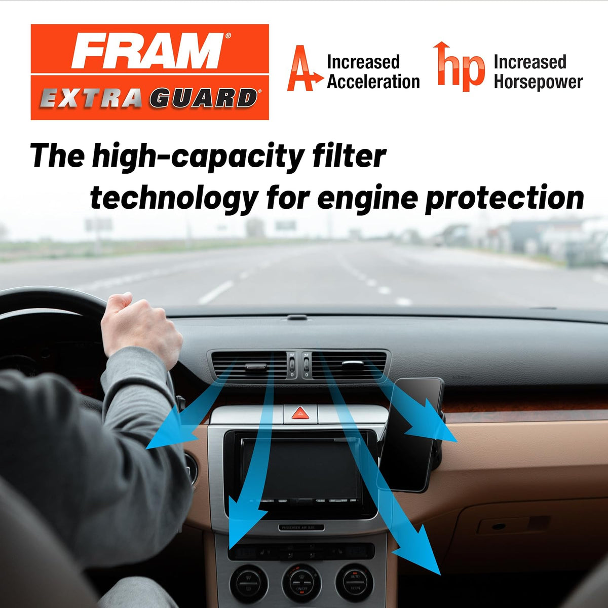 FRAM Extra Guard CA11943 Filtro de aire de motor de repuesto para modelos seleccionados de Hyundai y Kia, proporciona protección de filtro de hasta 12 meses o 12,000 millas