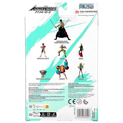 ANIME HEROES - Roronoa Zoro, Figura de Acción, One Piece, 16.5 cm (6.5") | Tres Espadas, 20+ puntos de articulación, coleccionable oficial Bandai, para fans del anime