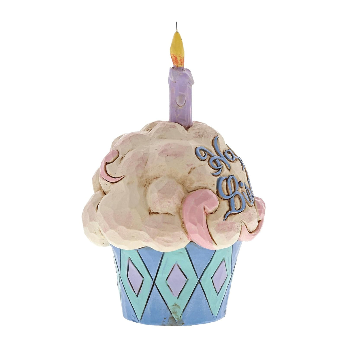 Enesco (4052066 Jim Shore Heartwood Creek Mini Birthday Cupcake Stone Resin Figurine, 3.75", Multicolor