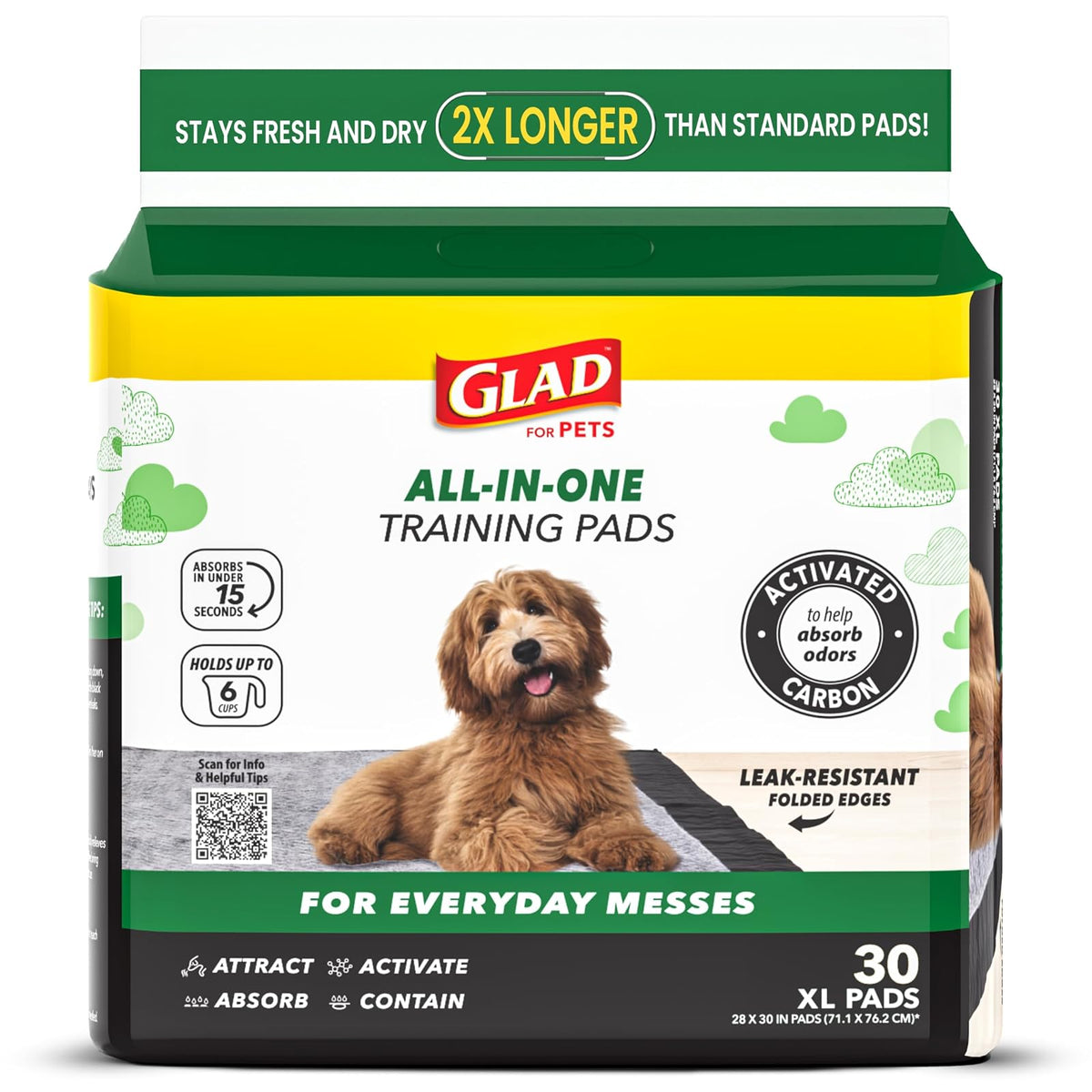 Glad for Pets Tapetes de Entrenamiento con Carbón Activado para Perro - Jumbo - 30 unidades