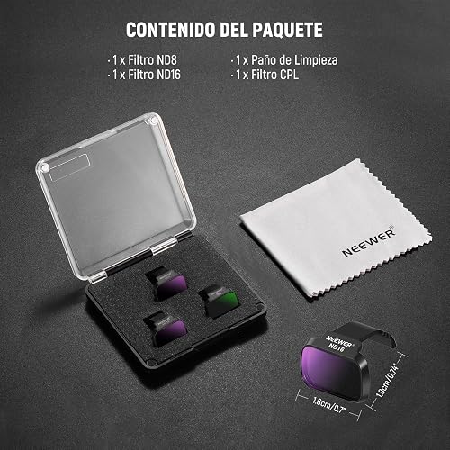 NEEWER ND Filter Set Compatible con dji Mini 4K/2 SE/SE/2/Mavic Mini (Paquete de 3), CPL/ND8/ND16 Filtros Densidad Neutra Cristal Óptico HD Multicapa Accesorios Lentes Cámara Drones, FL-C41
