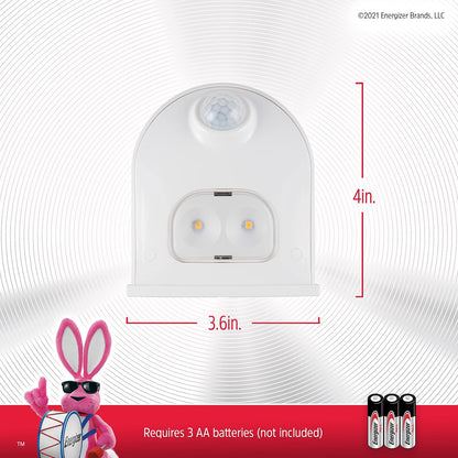Energizer LED Motion-Activated Security Light, Battery Operated, 40 Lumens, Wireless, Indoor/Outdoor, Over-The-Door Light, 1 Pack, White, Ideal for Porch, Entryway, Closet, Patio, and More, 38184