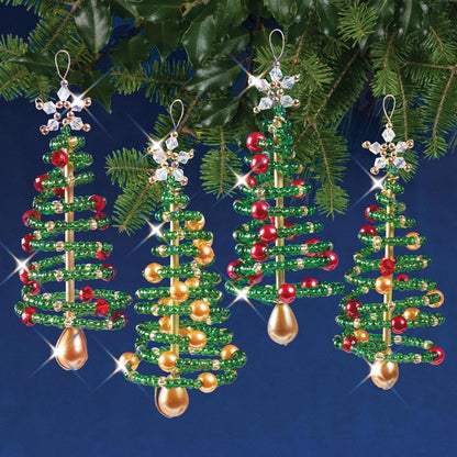 Solid Oak Beaded Ornament Kit, Christmas Tree Makes 4
