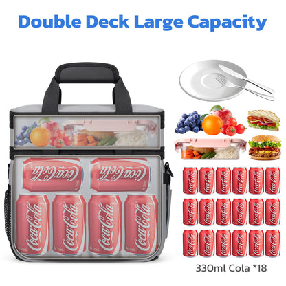 Maelstrom Caja de Almuerzo, Bolsa de Almuerzo Térmica 20L para Hombres y Mujeres, Bolsa Refrigerador Antifugas de Doble Compartimento Expandible con 6 Bolsillos, Bolsa Reutilizable para Trabajo y Picnic