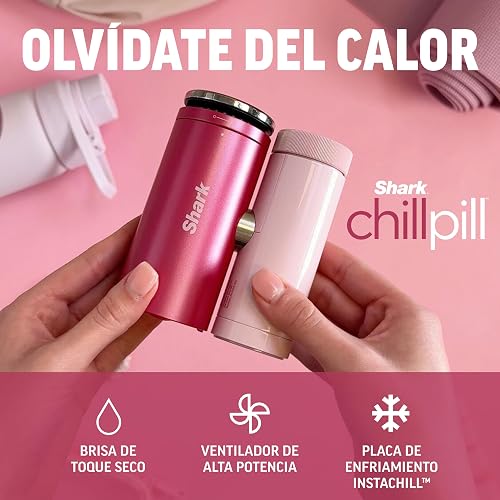 Shark Chillpill Sistema Refrigeración y Ventilador Personal 3 en 1, Rosa | Ventilador + refrigerador + humidificador | Inalámbrico y portátil | Contacto seco sin goteos