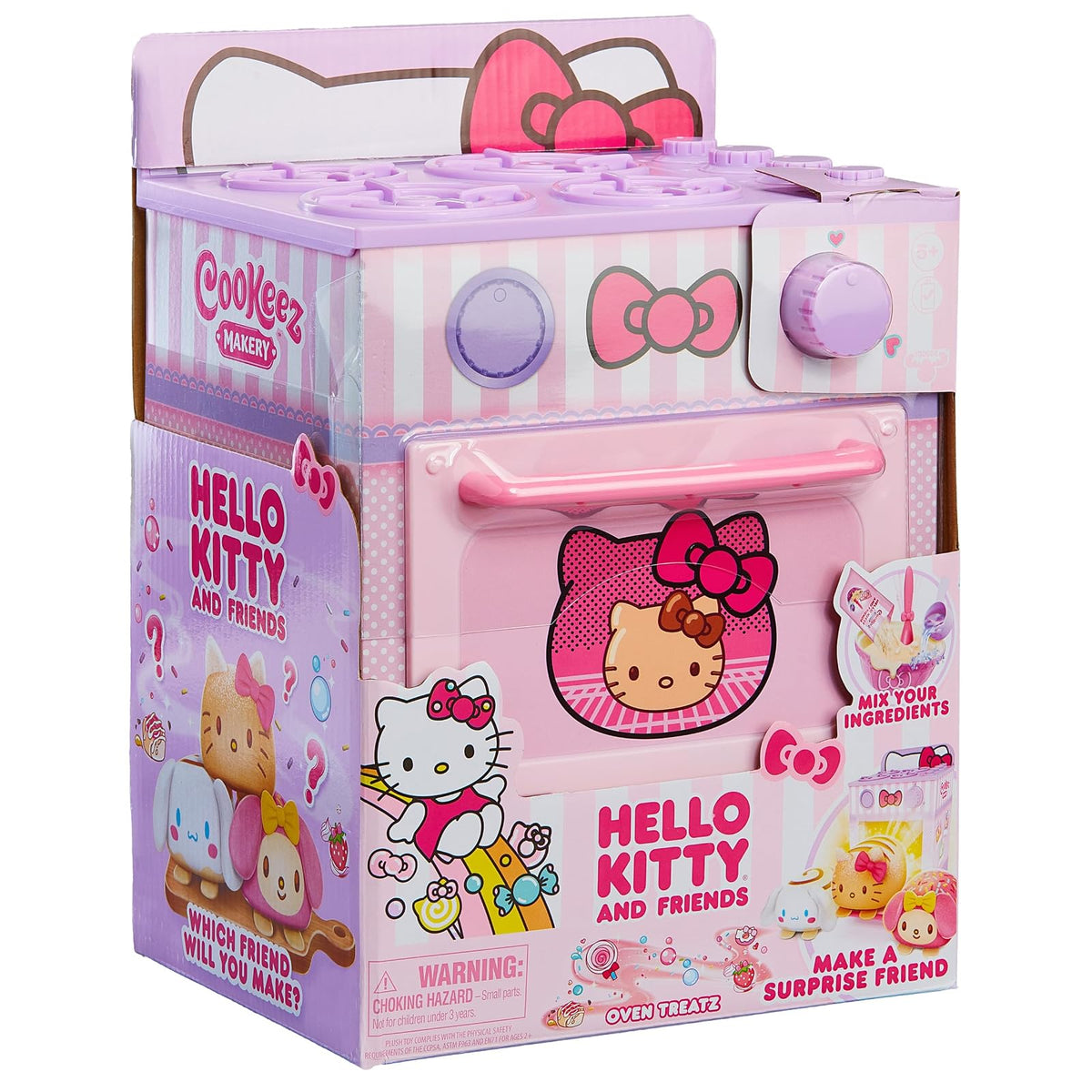 Cookeez Makery - Set de Juego Horno Mágico Hello Kitty and Friends para Niñas, Peluche Sorpresa Interactivo con Aroma, Incluye Accesorios