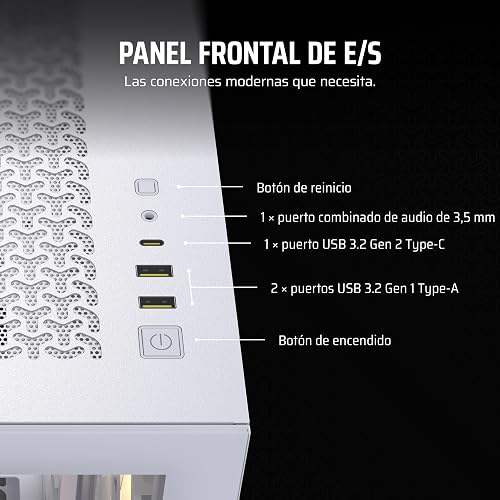 CORSAIR 3500X ARGB Media-Torre ATX Caja de PC de Doble Cámara - Cristal Templado Panorámico - Compatible Placa Base de Conexión Inversa - 3x Ventiladores CORSAIR RS120 ARGB Incluidos - Blanco