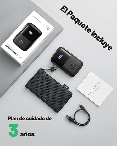 INIU Power Bank, Pequeño 10000mAh 22,5W Carga Rapida Bateria Phone Externad | Diseño mini, carga rápida de 3 salidas, apto para viajes aéreos,batería portátil para iPhone 17, Samsung S26 etc.