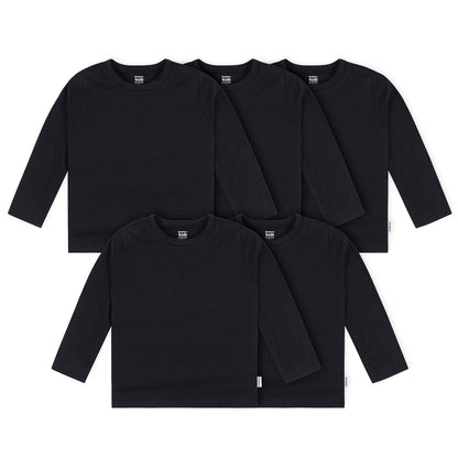 Gerber Paquete de 5 Camisetas de Manga Larga para Bebé y Niño Pequeño, Unisex - Negro - - 3T