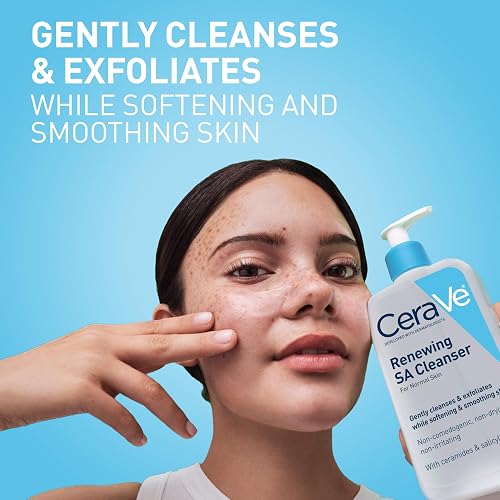 CeraVe SA Cleanser | Salicylic Acid Cleanser with Hyaluronic Acid, Niacinamide & Ceramides| BHA Exfoliant for Face | Fragrance Free Non-Comedogenic | 16 Ounce