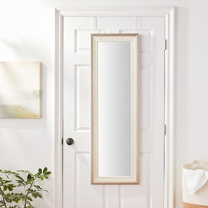 MCS 65730 12 por 121,9 cm Perchero para Puerta Espejo, 18 por 137,2 cm Acabado Blanco con Borde de Plata