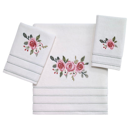 Avanti Linens - Juego de Toallas de 3 Piezas, Toallas de algodón Suaves y absorbentes (colección Spring Garden) - 3 pc Towel Set - Marfil