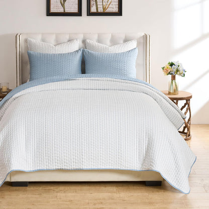 Greenland Home Homestead - Juego de Colcha, Cubrecama Matelassé Tejido, Reversible, 2 Piezas, Tamaño Individual, Azul Cielo