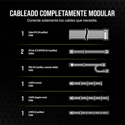 Corsair RM650 ATX 3.1 650W Fuente de Alimentación - Eficiencia 80 Plus Gold - Bajo Ruido - Modo Zero RPM - Totalmente Modular - Negro