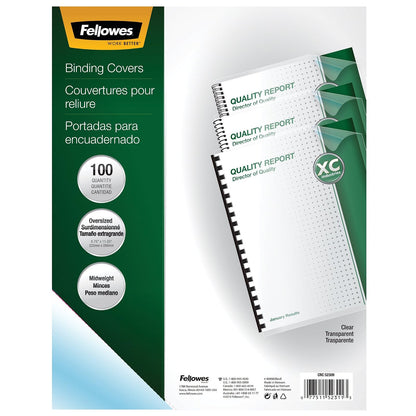 Fellowes - Fundas transparentes de PVC para encuadernación, Grande, Transparente, Paquete de 100