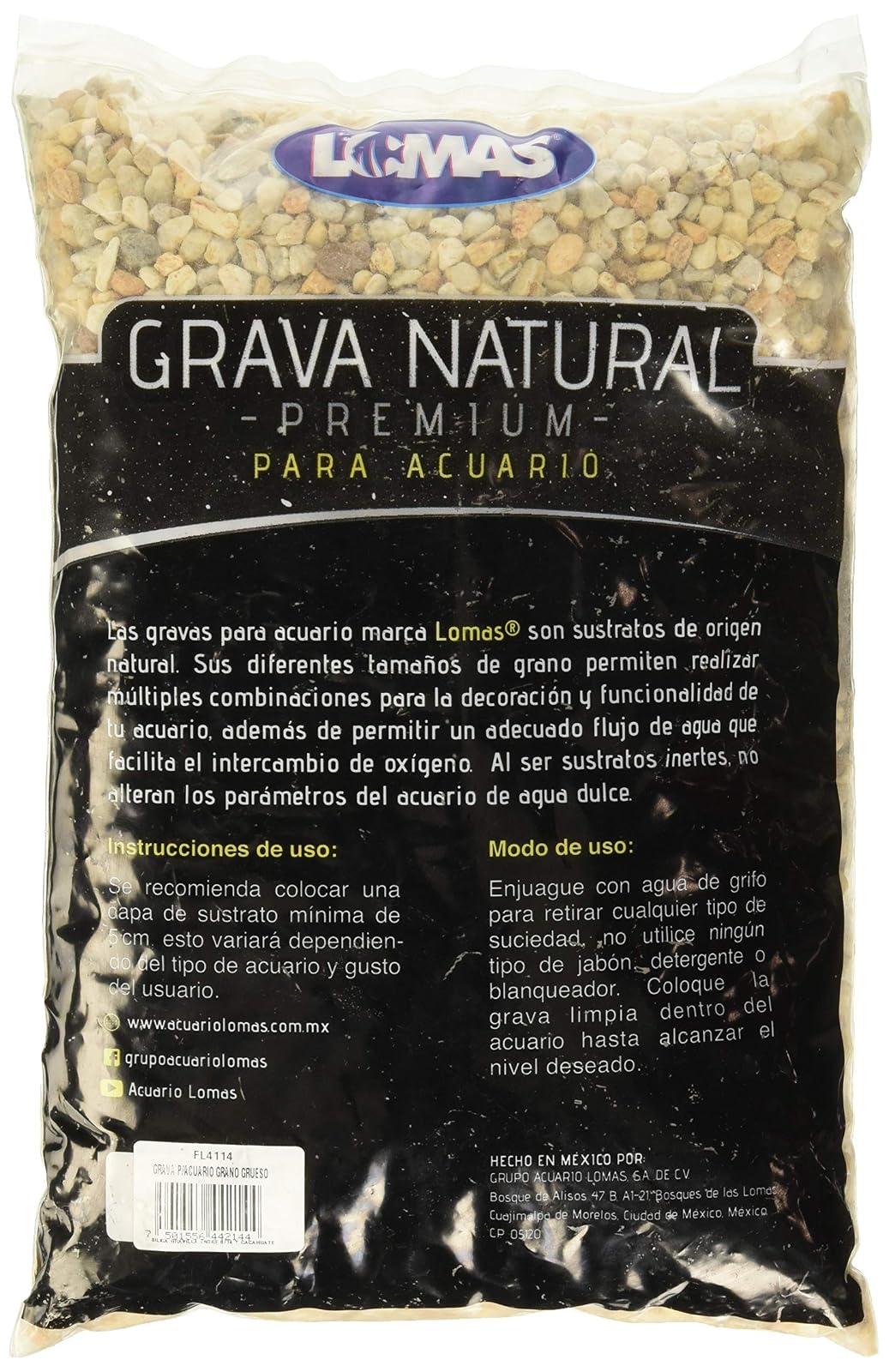 Lomas Grava P/Acuario - Grano Grueso 3 kg + Plantas para Acuario 3" (7.5 cm), 6 Piezas