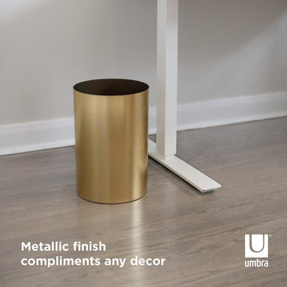Umbra Metalla Bote de Basura Moderno de Metal con Tapa, Ideal para Oficina y Recámara, 17L, Dorado
