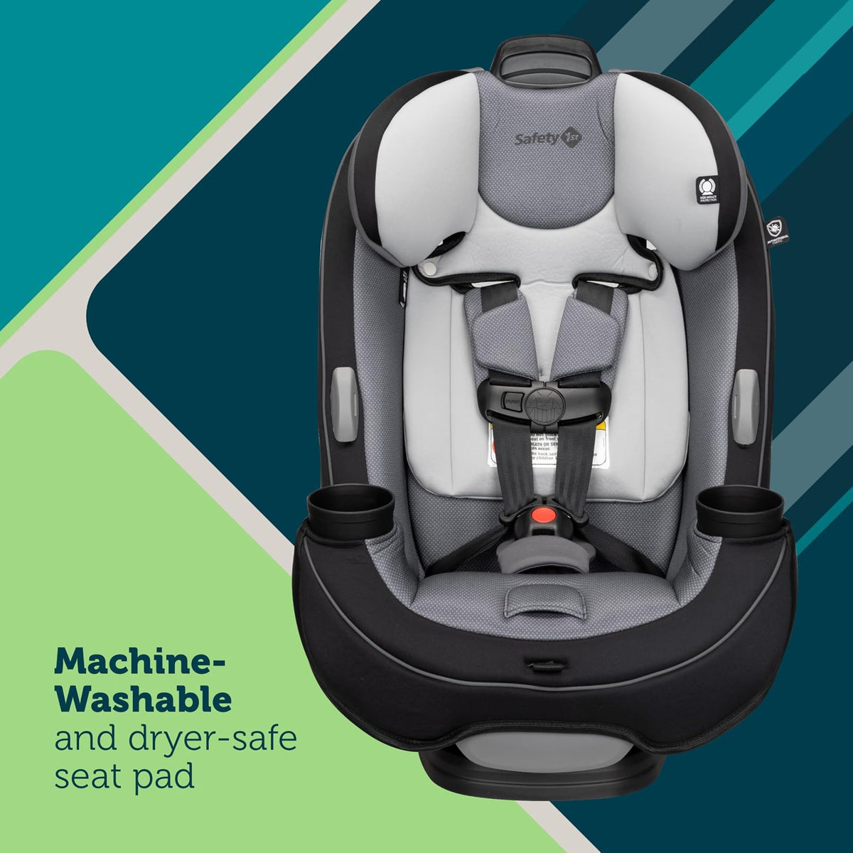 Safety 1st Autoasiento Convertible Grow & Go 3 en 1, Shadow, con protección de impacto lateral, arnés de 5 puntos, con sistema latch y 2 portavasos
