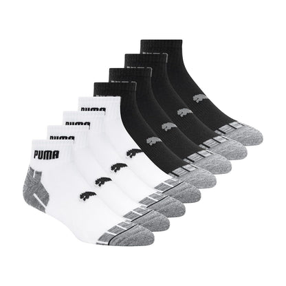 PUMA 8 Pack Athletic Cushioned Quarter Crew Socks Calcetines deportivos Hombre - 10-13 - Blanco - Gris
