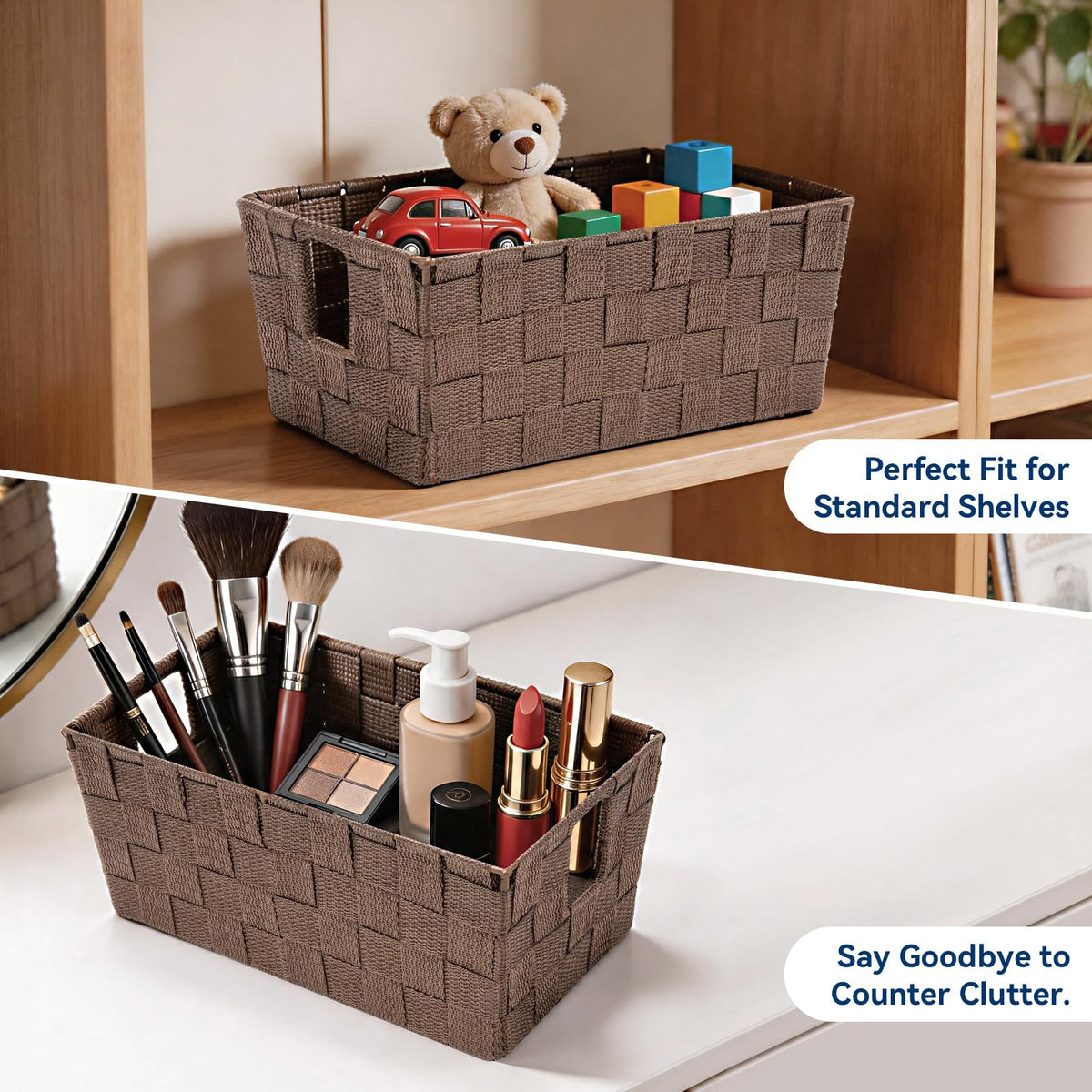 Whitmor - Cesta tejida pequeña para estante, Java, 6.5W x 11.42D x 4.53H in., 1