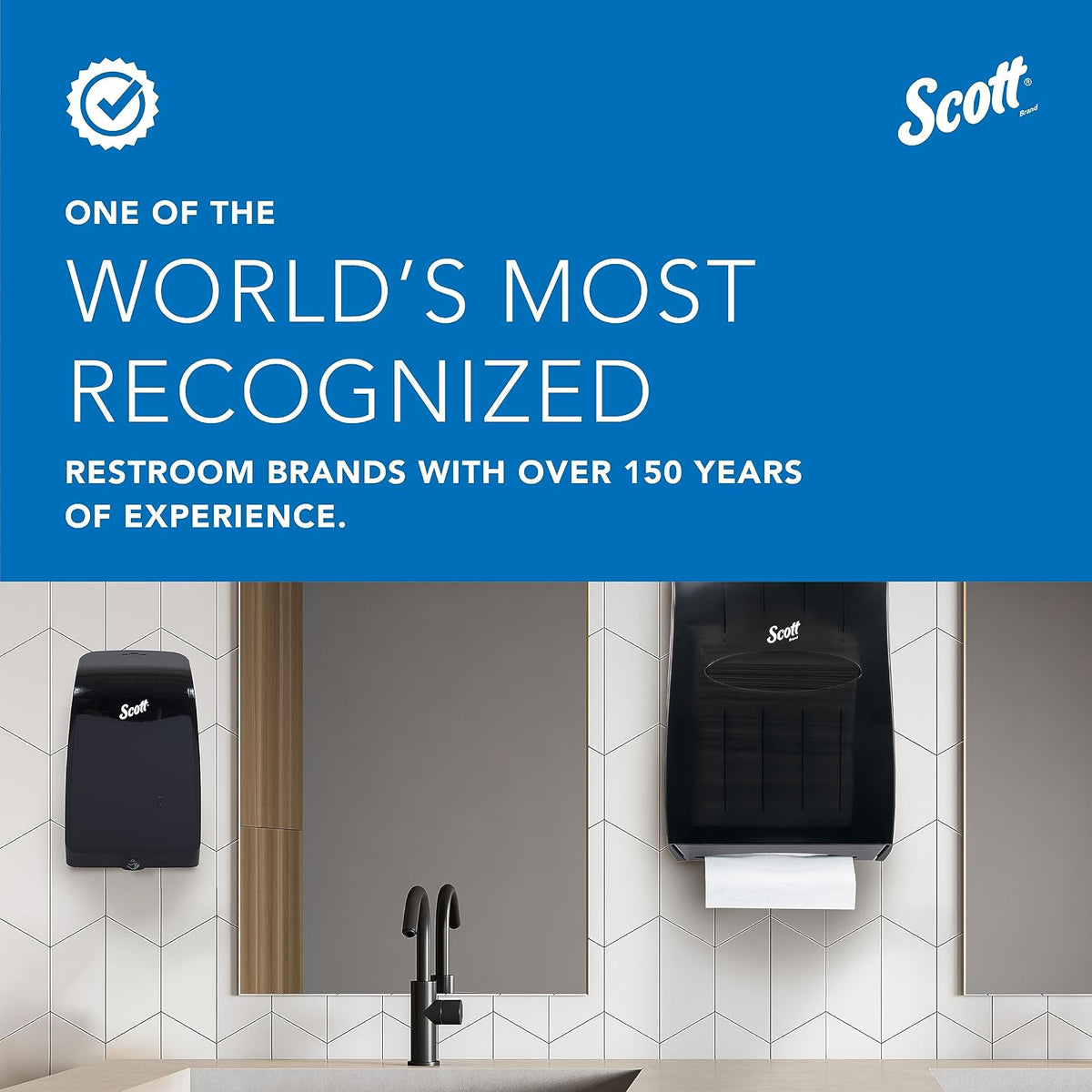 SCOTT® Essential™ Dispensador Manual de jabón y desinfectante de Manos de Alta Capacidad (92145), Negro, Capacidad de 1.0 l, 4.8 x 8.3 x 5.4 Pulgadas (cantidad 1)