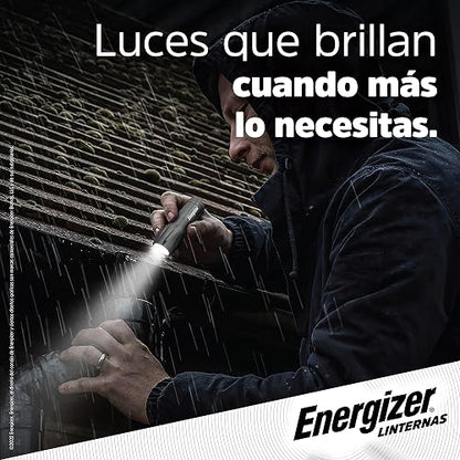 Energizer - Linterna LED Compacta, 80 Lúmenes, Cuerpo Metálico | Incluye cordón para colgar, Funciona con 3 pilas AAA, Ideal para camping, emergencias y uso cotidiano