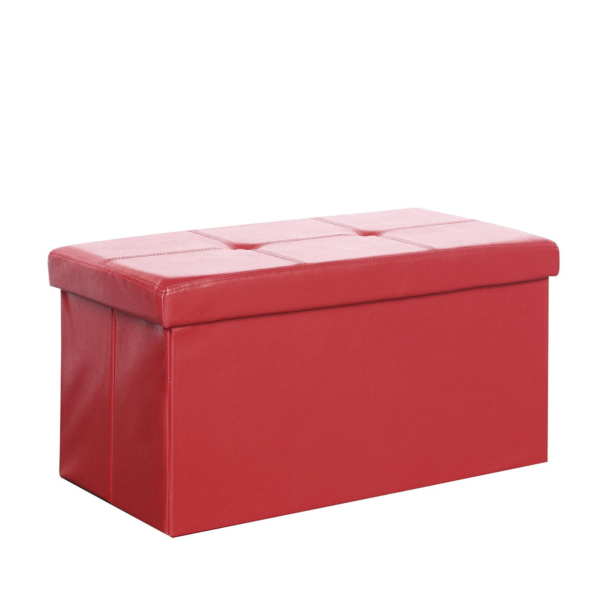 CorLiving LMY-450-O Denali Folding Storage Ottoman in Red Leatherette, 28-Inch, Red