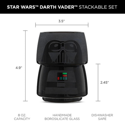 JoyJolt - Juego de 2 vasos apilables de Star Wars de 8 onzas Darth Vader con cabeza y cuerpo, divertidos juegos de vasos de cocina o bar para el hogar, regalo de Star Wars