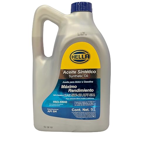 Hella Aceite 100% Sintético Para Motor A Gasolina 5W40, Garrafa De 5 Litros. Número De Parte : Hso-5W40 Aplica Para Tdi