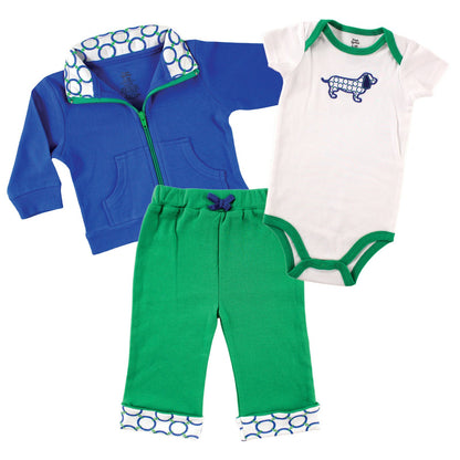 Yoga Sprout Conjunto de 3 Piezas Unisex para Bebé y Niño - 3-6 Meses - Boy Dog