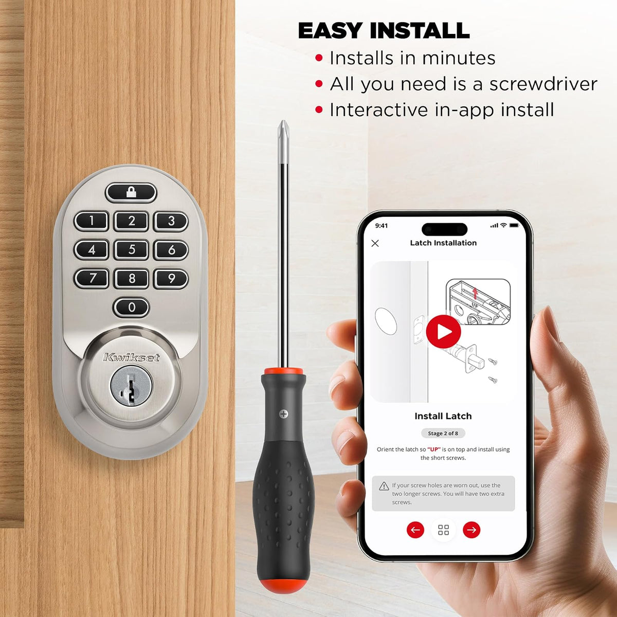 Kwikset Halo - Cerradura inteligente Wi-Fi, cerrojo de puerta de entrada sin llave, desbloqueo automático de geofence, certificado AAA de grado sin concentrador, fácil instalación, acabado de níquel