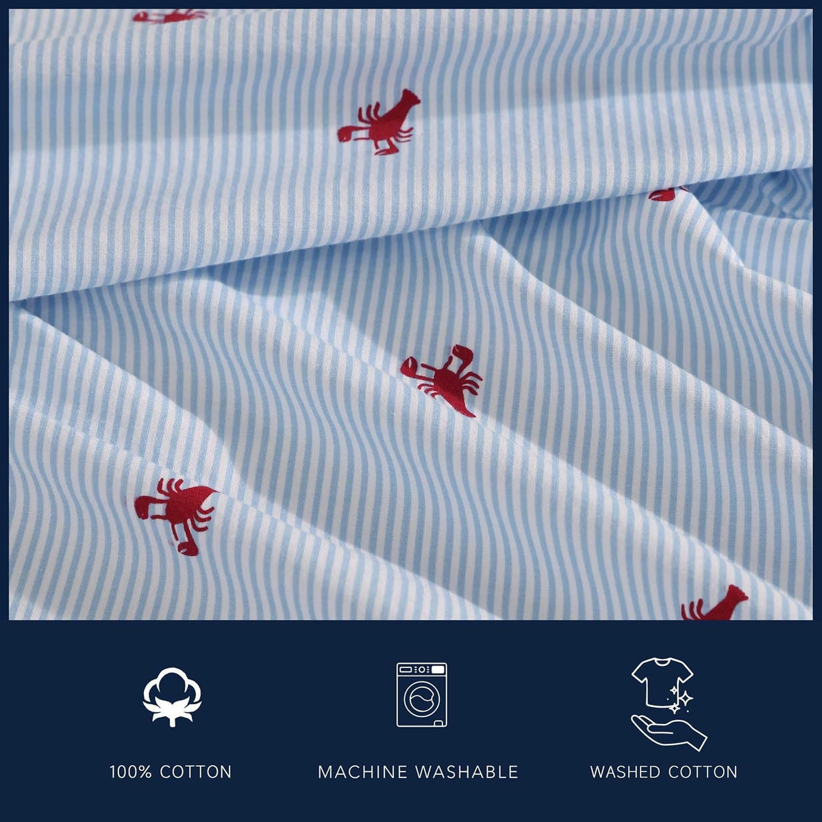 Nautica - Juego de sábanas de percal de algodón, decoración Casual para el hogar (Rojo de la Langosta, King)