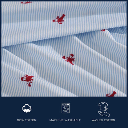 Nautica - Juego de sábanas de percal de algodón, decoración Casual para el hogar (Rojo de la Langosta, King)