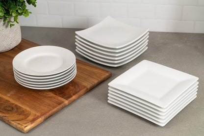10 platos cuadrados de cerámica de fresa Street Simply White de 6 pulgadas, juego de 6 unidades