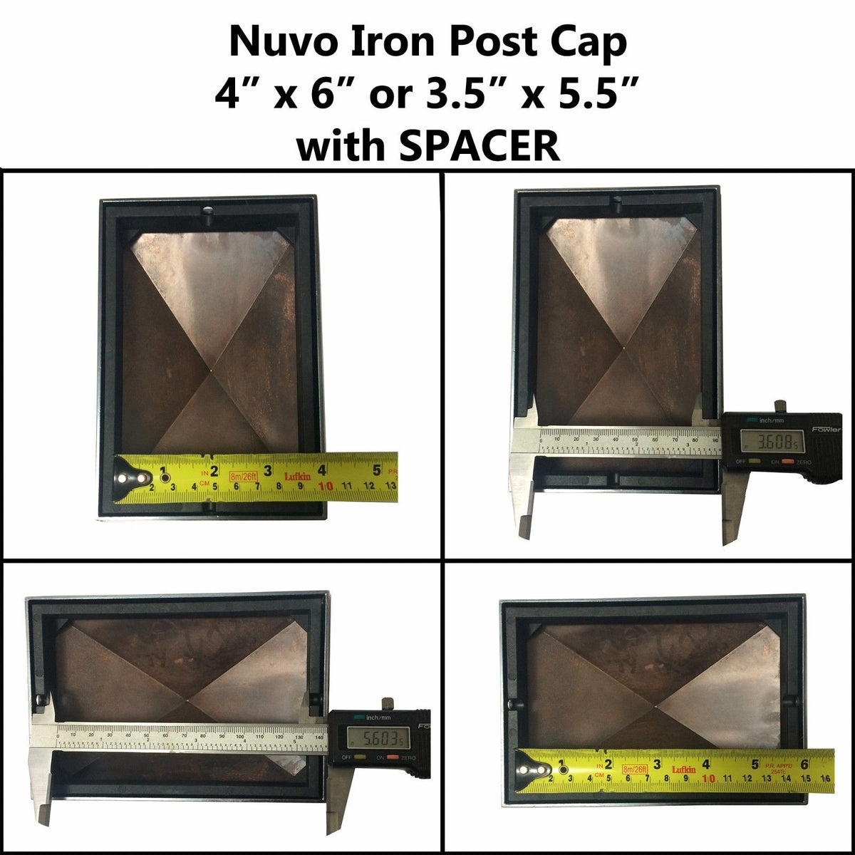 Nuvo Hierro Aluminio Post Pac - Negro, 3.5" x 5.5", Negro