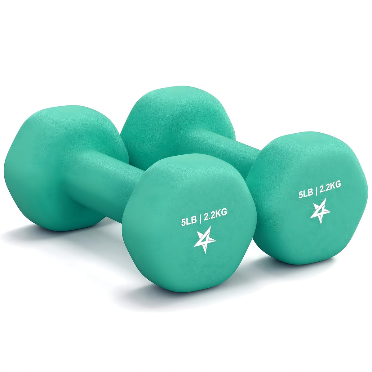 Yes4All Mancuernas de Hierro Fundido Recubiertas de Neopreno Par - D. Dark Green - 5lbs - Pair