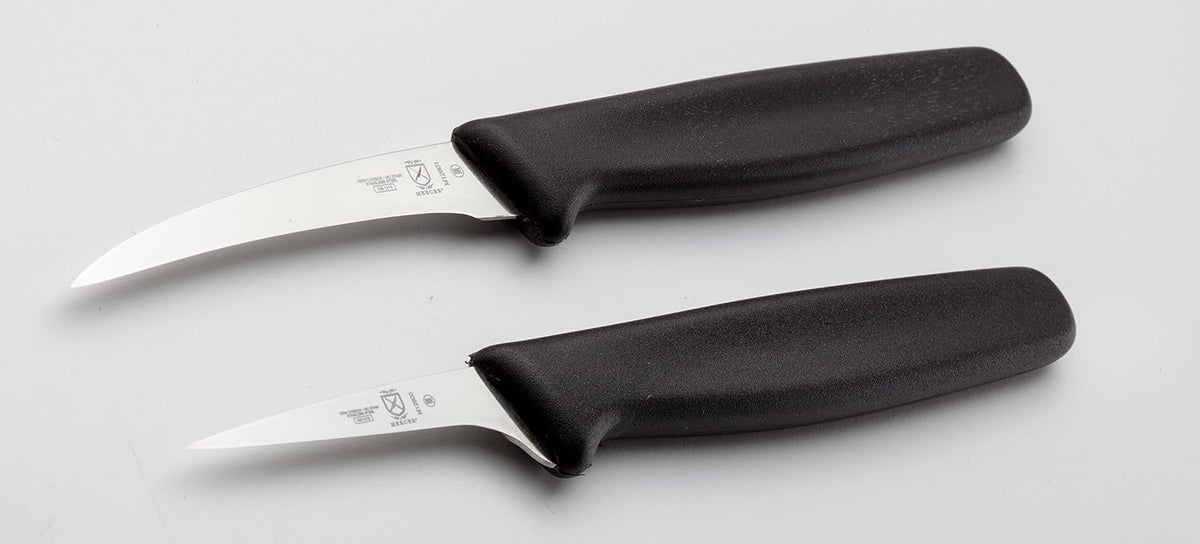 Mercer Culinary Juego de cuchillos para tallar frutas tailandesas, 2 pulgadas y 2.5 pulgadas, negro