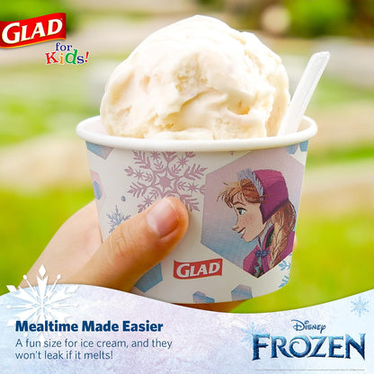 Glad para Niños Disney Frozen Cuencos de Papel 6oz, 32 Unidades | Tazas de Anna y Elsa para Meriendas | Uso Diario Infantil