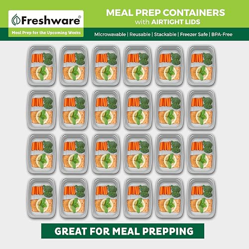 Freshware Recipiente para Preparación de Comidas 21 Unidades 1 Compartimento 828 ml