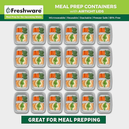 Freshware Recipiente para Preparación de Comidas 21 Unidades 1 Compartimento 828 ml