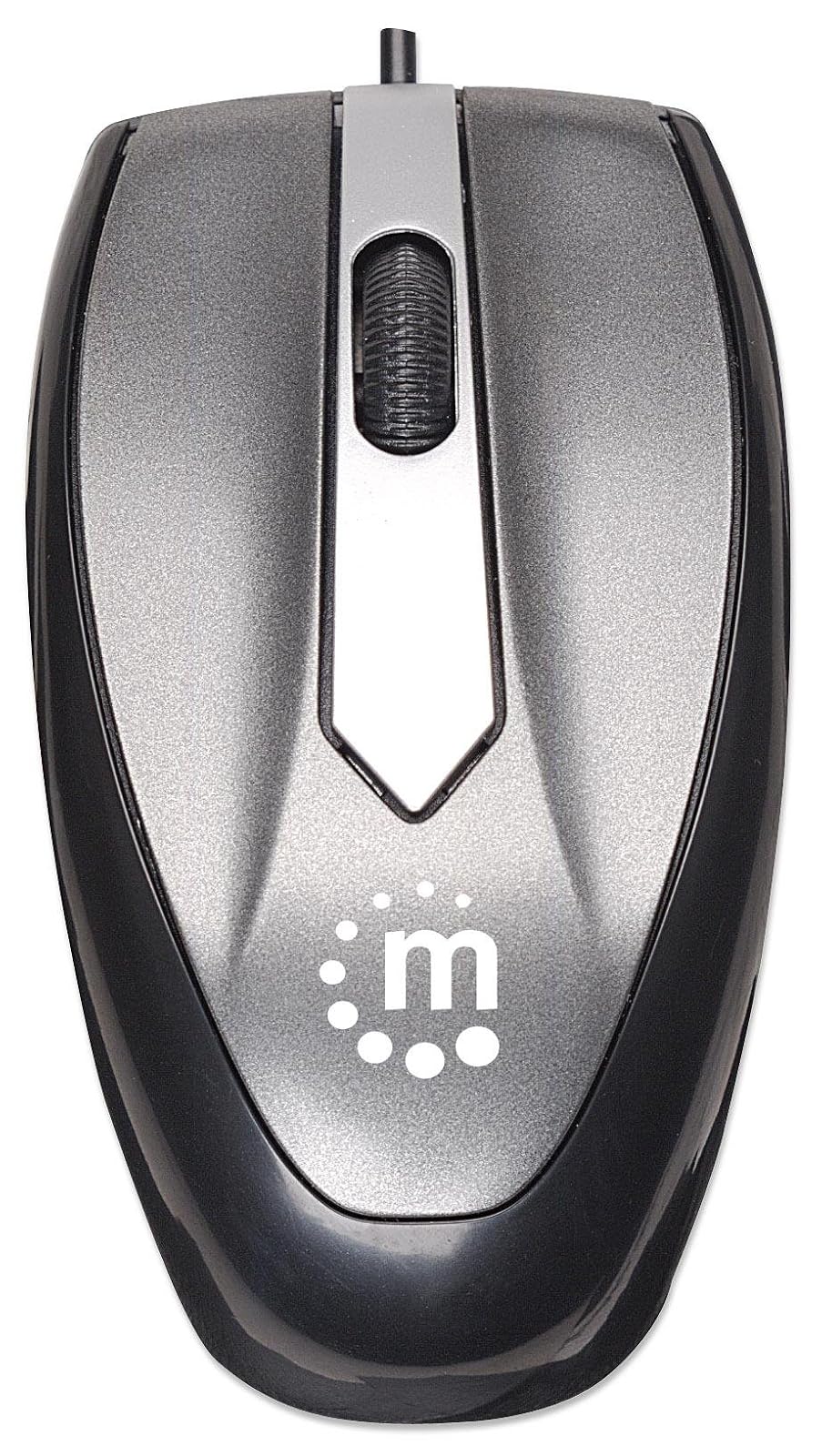 Manhattan, 177962 Mini Ratón Óptico MO1 con USB, Tres Botones con Rueda de Desplazamiento, 1000ppp, Color Negro metálico