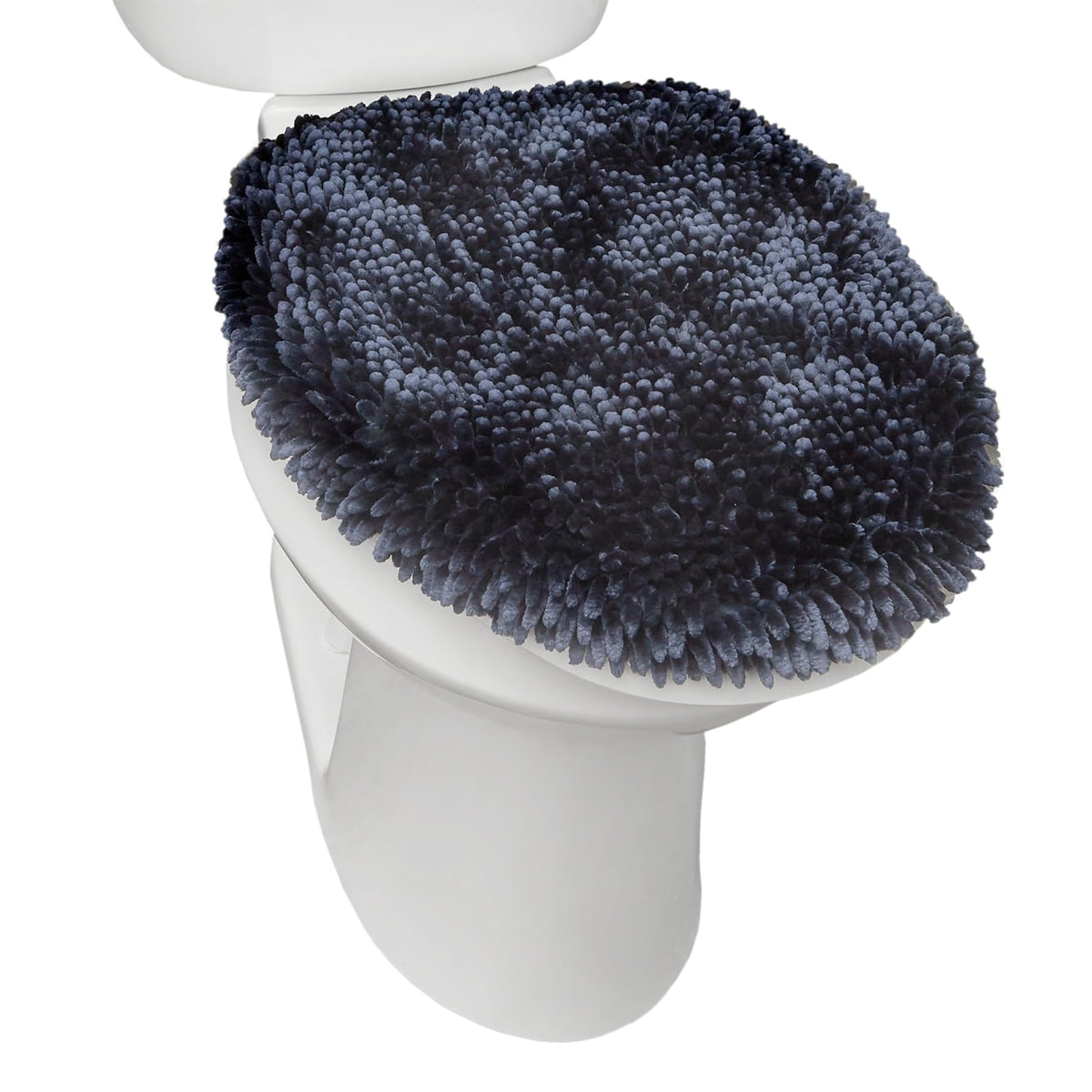 TOWN & COUNTRY BASICS - Funda sólida para tapa de inodoro de baño, felpa, suave y absorbente, lavable a máquina, color gris pardo, 18.5 x 19.6 pulgadas - 18.5"x19.6" - Azul