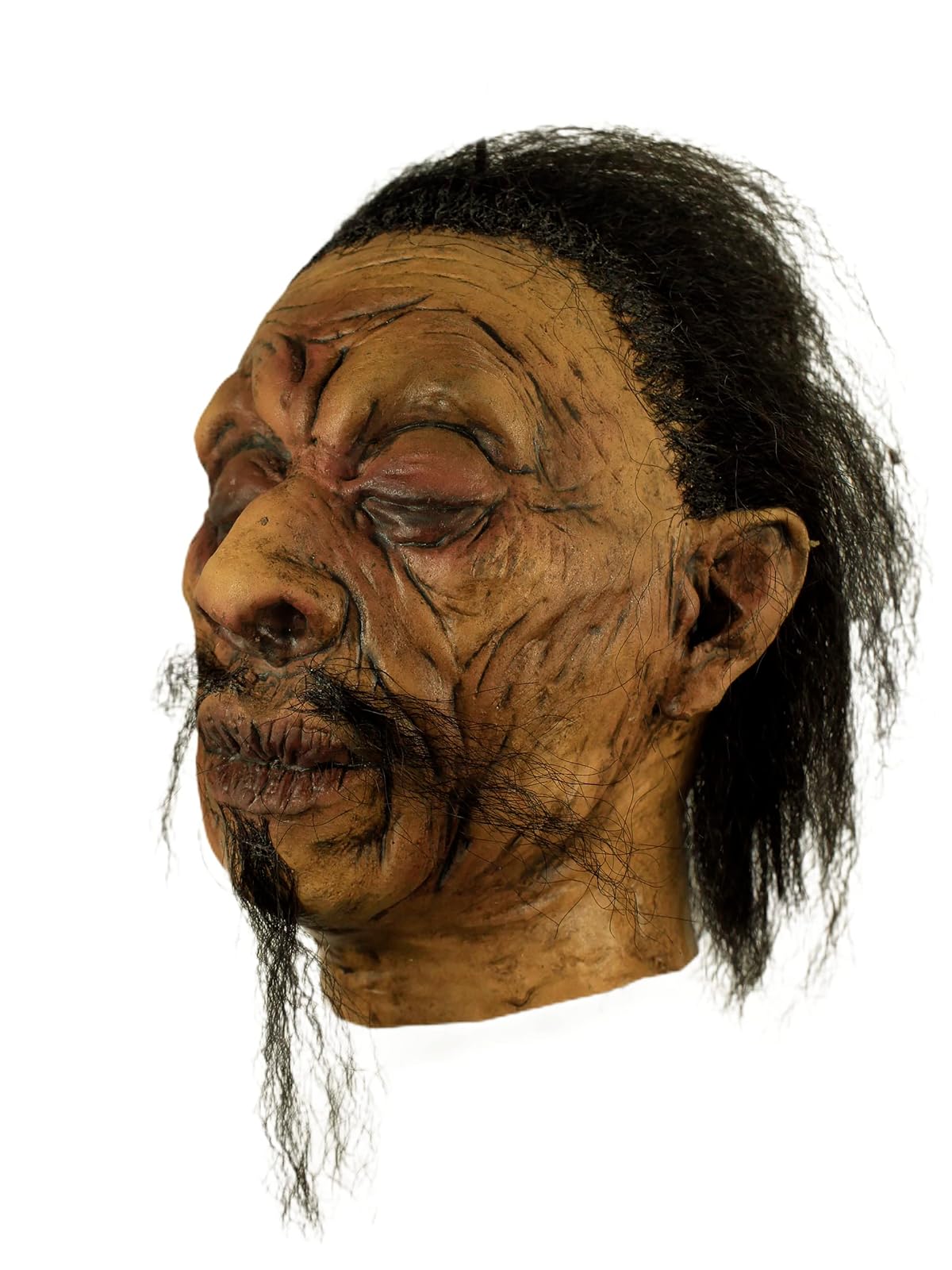 Ghoulish Productions Shrunken Head A - 1, Artículo Decorativo de Craneo Encogido de Brujo, Adorno para Decoración de Halloween de Cabeza Pequeña Ideal para Casa de Terror y Día de Muertos