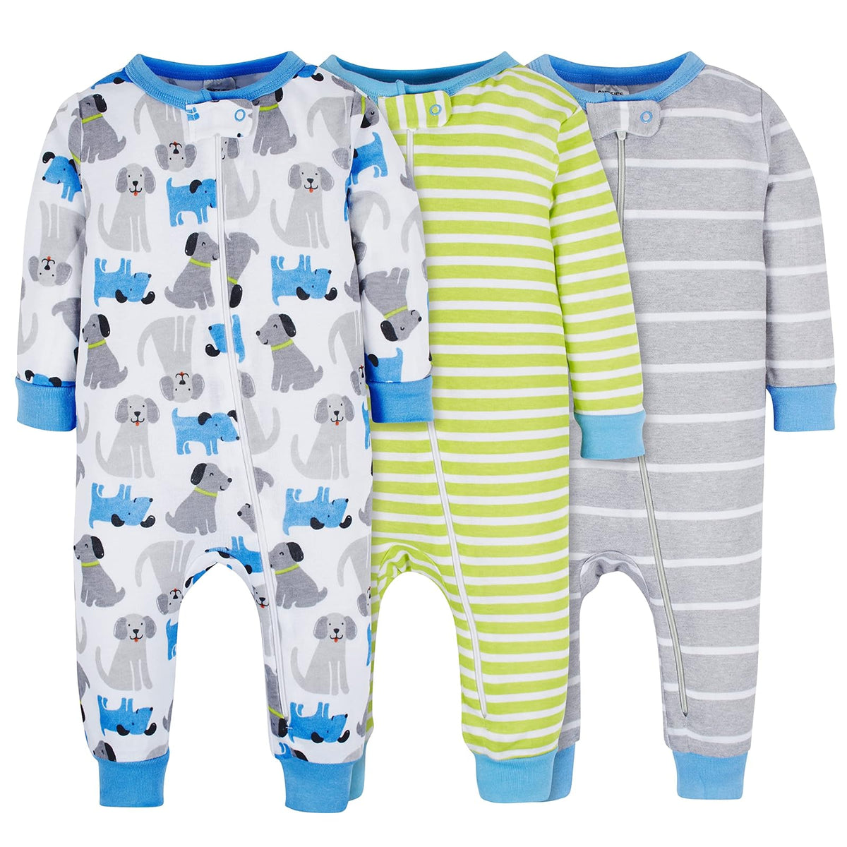 Onesies Brand Paquete de 3 Pijamas de una Pieza para Bebé - 18 Meses - Rayas y perritos