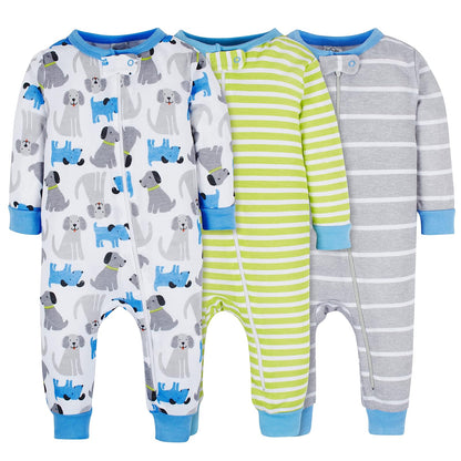 Onesies Brand Paquete de 3 Pijamas de una Pieza para Bebé - 18 Meses - Rayas y perritos