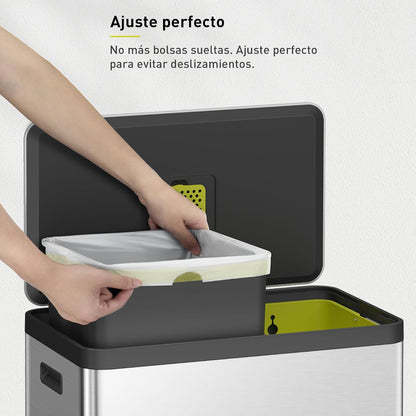 EKO Bolsas de Basura Tamaño E. 25-35 Litros. 80unidades. Caja dosificación fácil. Compatible con bote de basura EKO, uso en cocina, doméstico, extrafuertes, con cordón