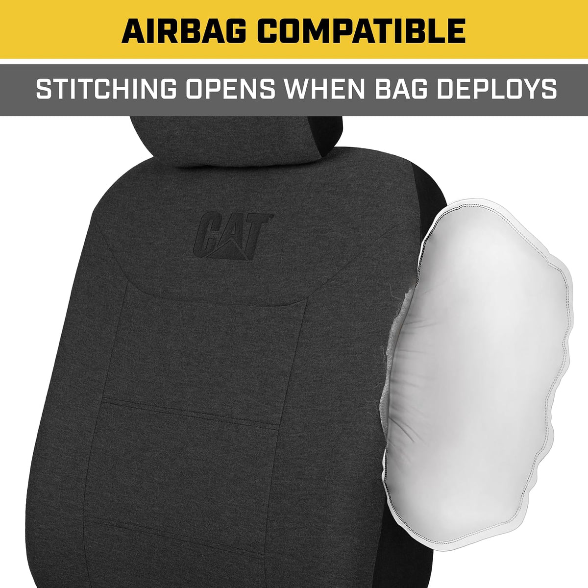 Cat CozyBlend Fundas de Asiento de Jersey, Gris Carbón, Juego Delantero de 2 Piezas CASC2054